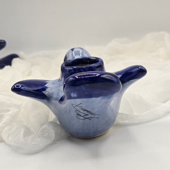 Vintage Signed Tonala-Style Mexican Pottery Bird Candle Holders  Hand-Painted 86 - Picture 10 of 15